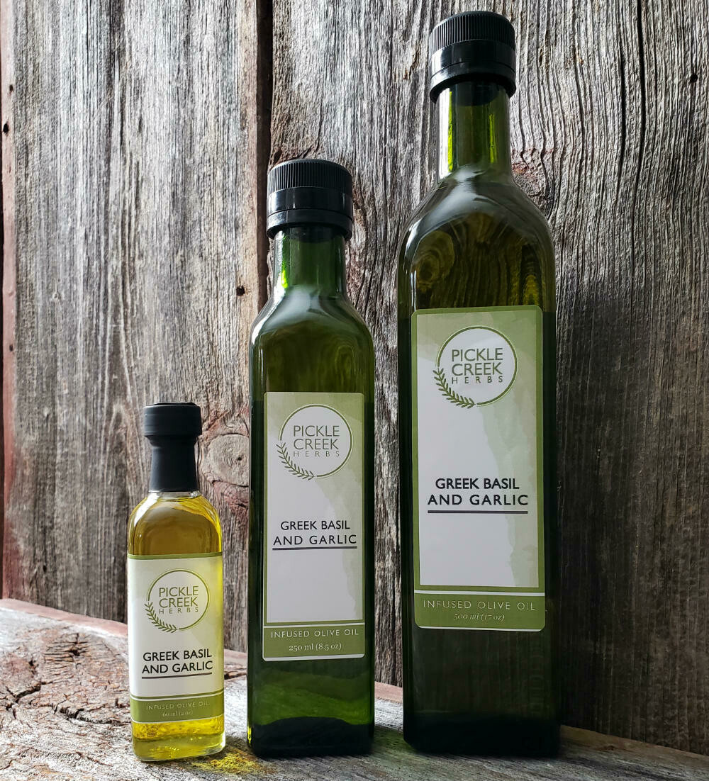 Greek Basil and Garlic Infused Olive Oil, Size: 60mL