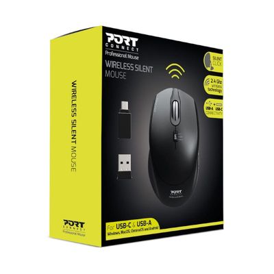 Port Wireless Silent 3600DPI 3 Button USB and Type-C Dongle Mouse