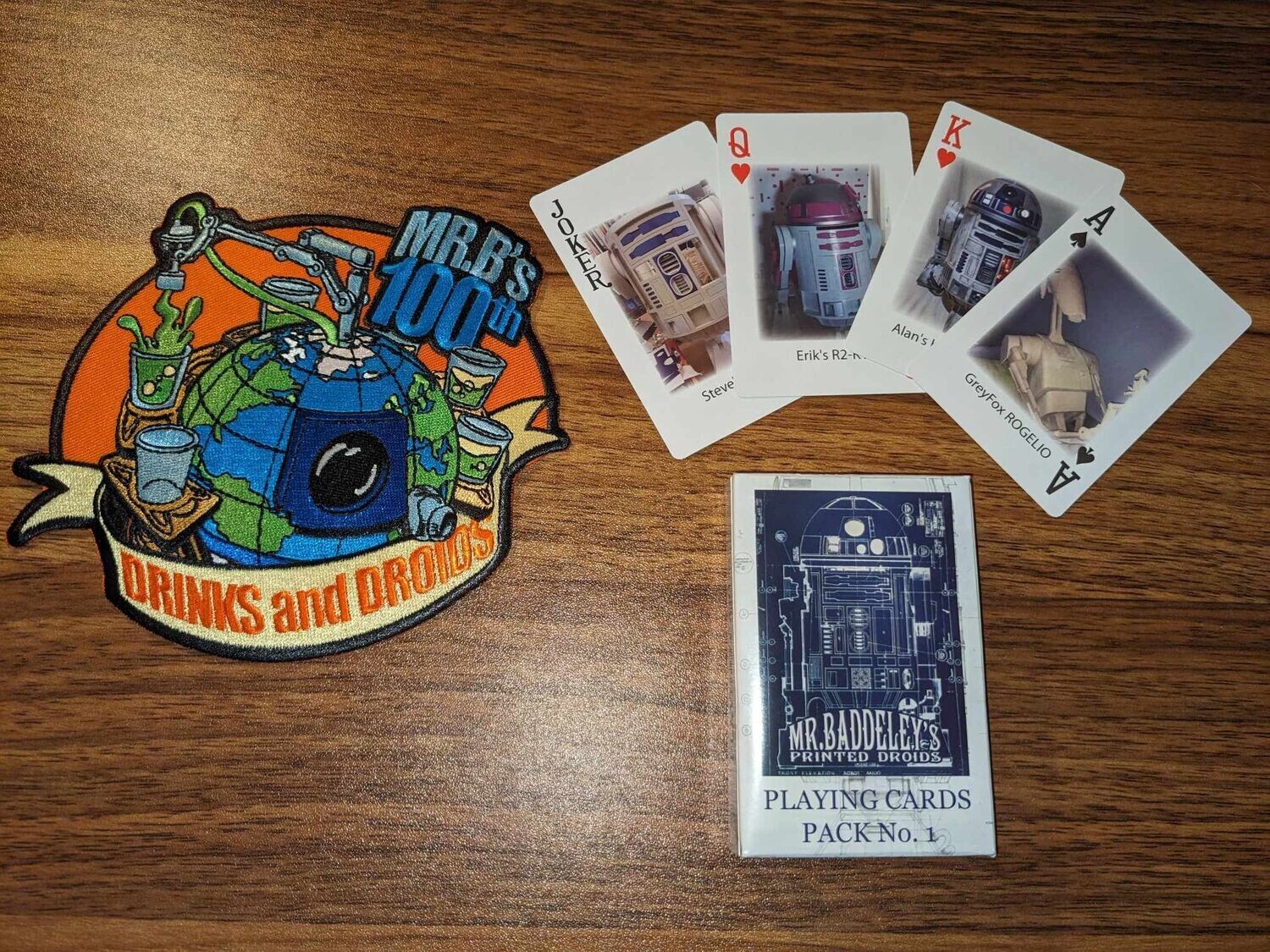 2024 Mr. B&#39;s 100th Drinks and Droids patch &amp; Playing Cards Set