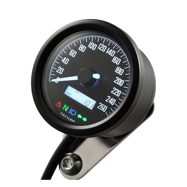 VELONA 60MM SPEEDOMETER BLACK 260KMH