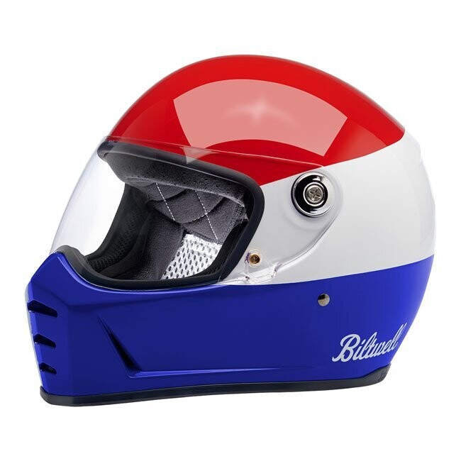 CASCO BILTWELL LANE SPLITTER BRILLO PODIUM ROJO BLANCO Y AZUL