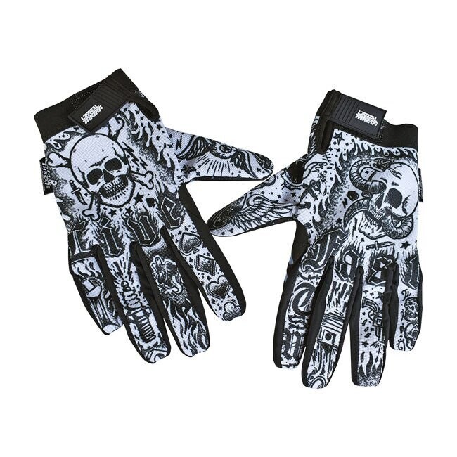 GUANTES LETHAL THREAT TATTOO BLANCO Y NEGRO