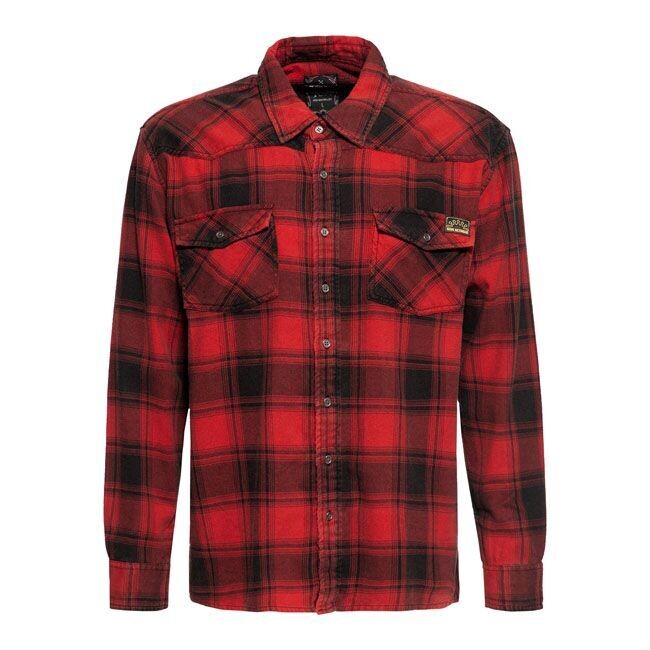 CAMISA KING KEROSIN ROJO Y NEGRO ACIDWASHED CHECK SHIRT BLACK/RED