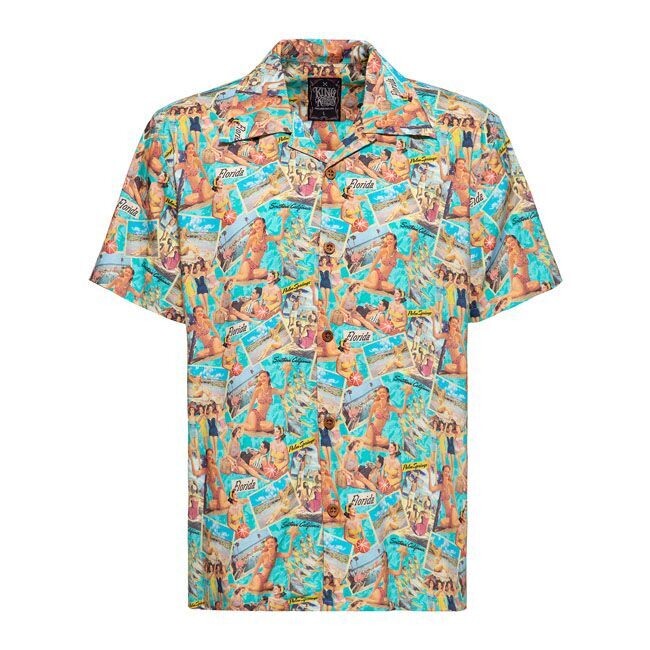 CAMISA KING KEROSIN VACATION AOP SHIRT BLUE HEAVEN