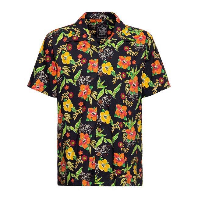 KING KEROSIN HIBISCUS AOP SHIRT BLACK