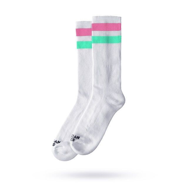 CALCETINES AMERICAN SOCKS MID HIGH VICE CITY, GREEN/PINK STRIPED