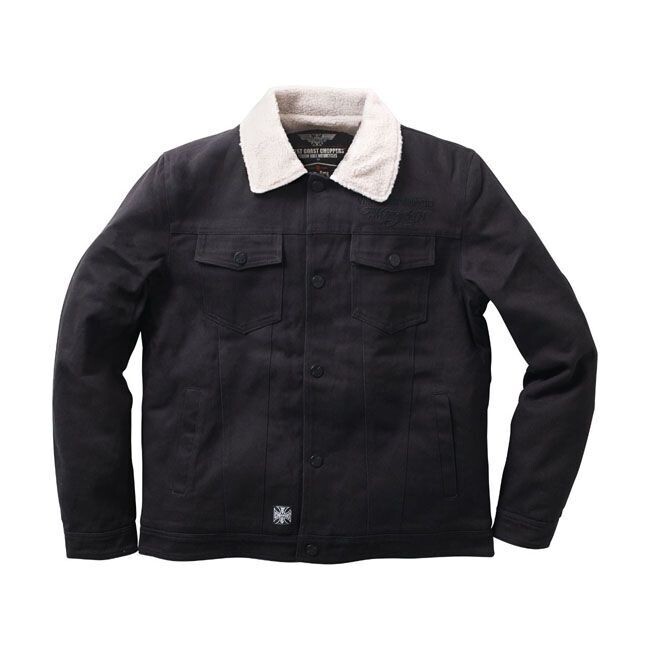 CHAQUETA WEST COAST CHOPPERS SHERPA LINED CANVAS BORREGO NEGRA