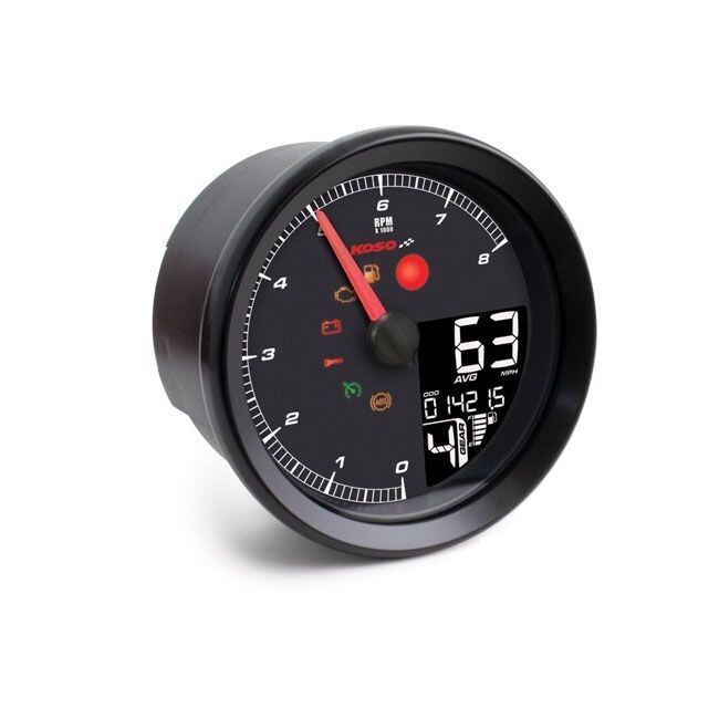 KOSO, HD-01-04 95MM SPEEDOMETER / TACHOMETER. BLACK