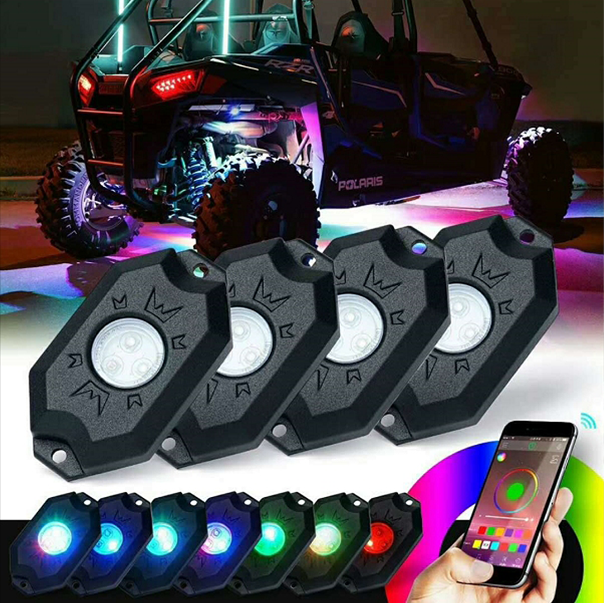 Kit de luces LED Rock RGB y Bluetooth
Moto, Quad y Coche