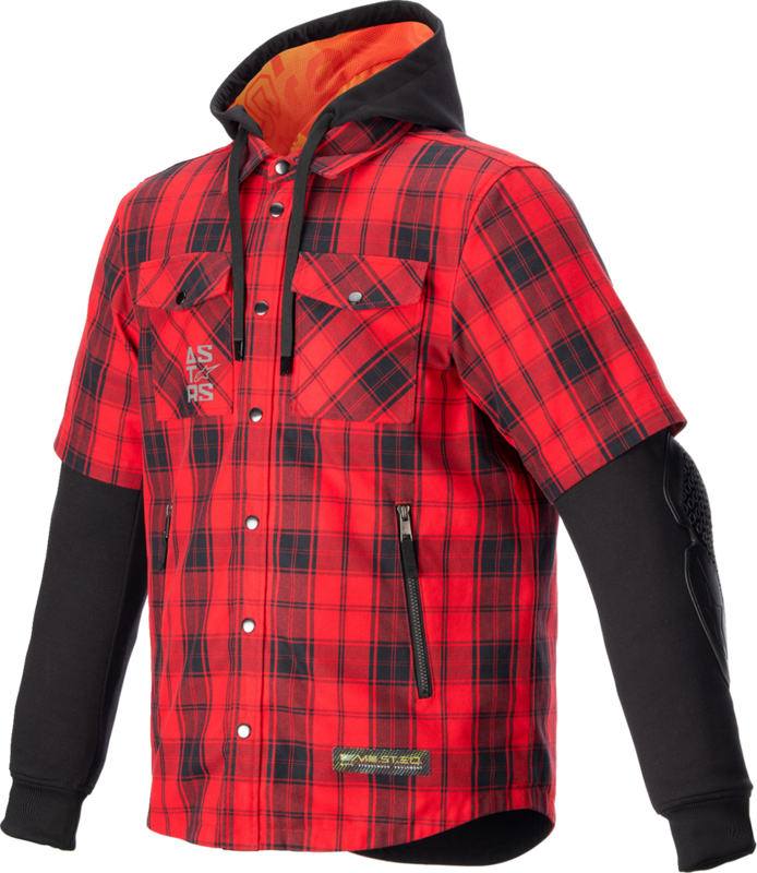 Chaqueta camisa con protecciones Alpinestars para Moto Rojo y Negro
