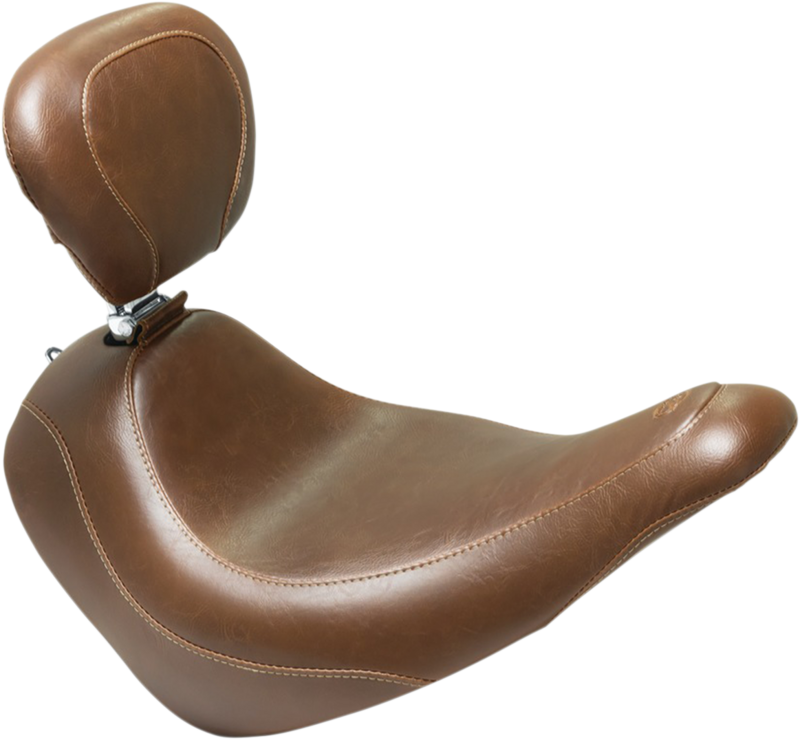 Asiento MUSTANG ancho Tripper™ con respaldo marrón para Harley Davidson Sostail