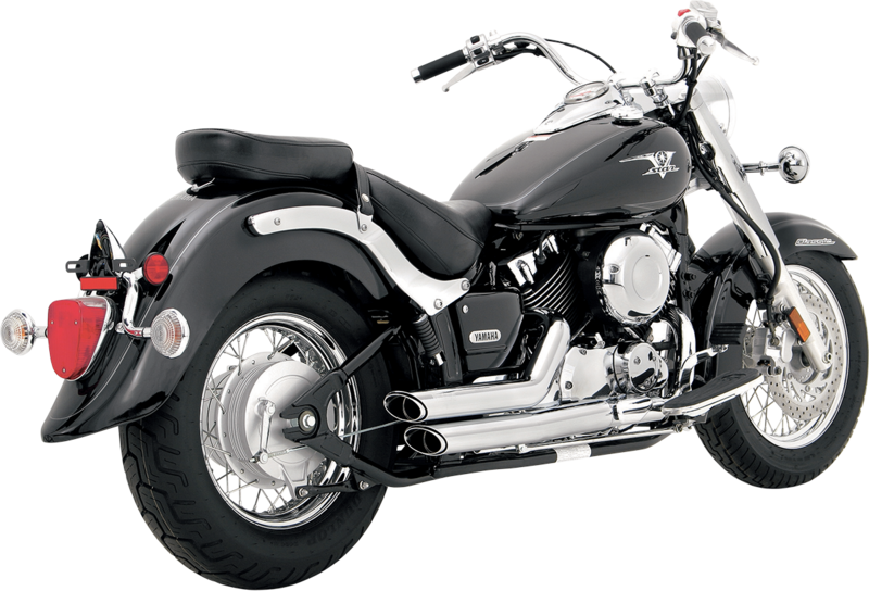 Sistema de escape completo Vance and Hines Shortshots escalonado cromados para Yamaha XVS 650 Dragstar