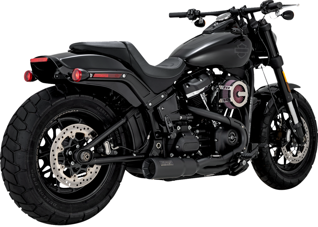 Sistema de escape VANCE & HINES 2 a 1 Hi-Output versión corta negro mate para Harley Davidson Softail