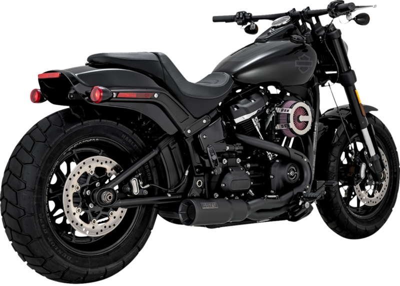 Sistema de escape VANCE & HINES 2 a 1 Hi-Output versión corta negro mate para Harley Davidson Softail