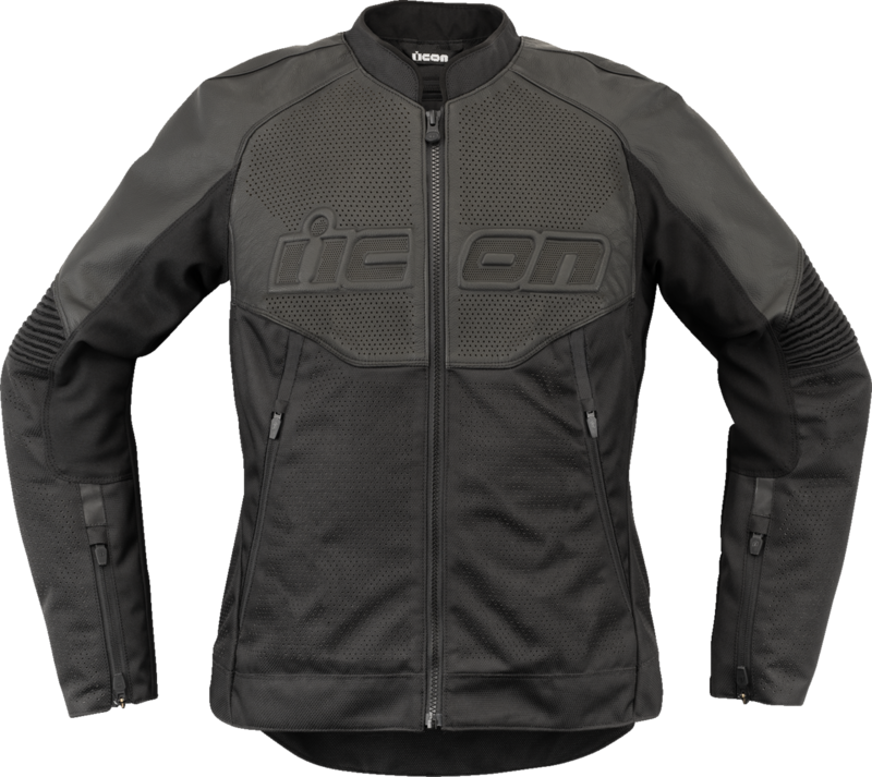 Chaqueta ICON Overlord3 en cuero para mujer moto verano