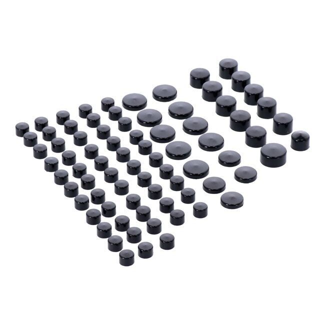 04-22 XL- JUEGO DE TAPAS PARA TORNILLERIA  (77 PIEZAS). NEGRO BRILLO