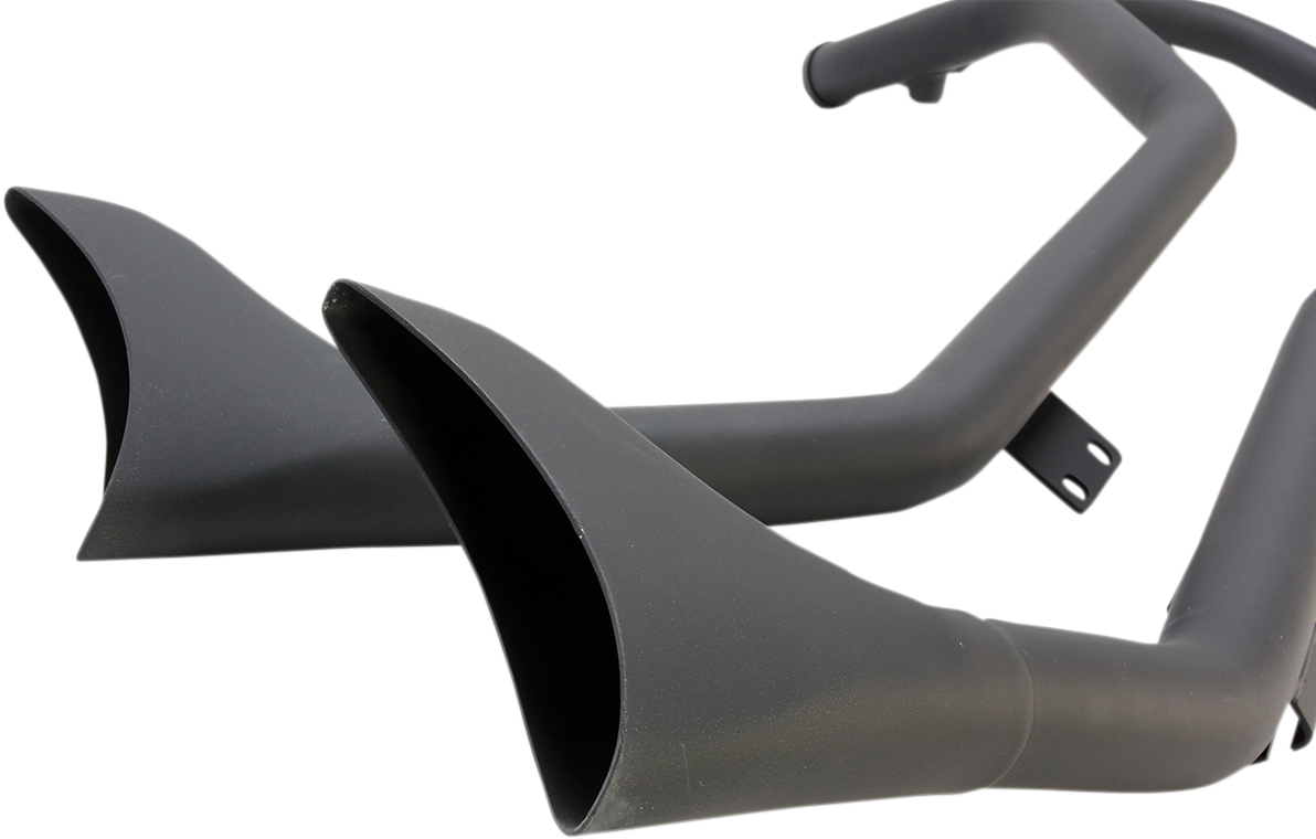 XL 04-13- Sistema de escape PAUGHCO Side-by-Side Upsweep Fishtail de 1-3/4" NEGROS