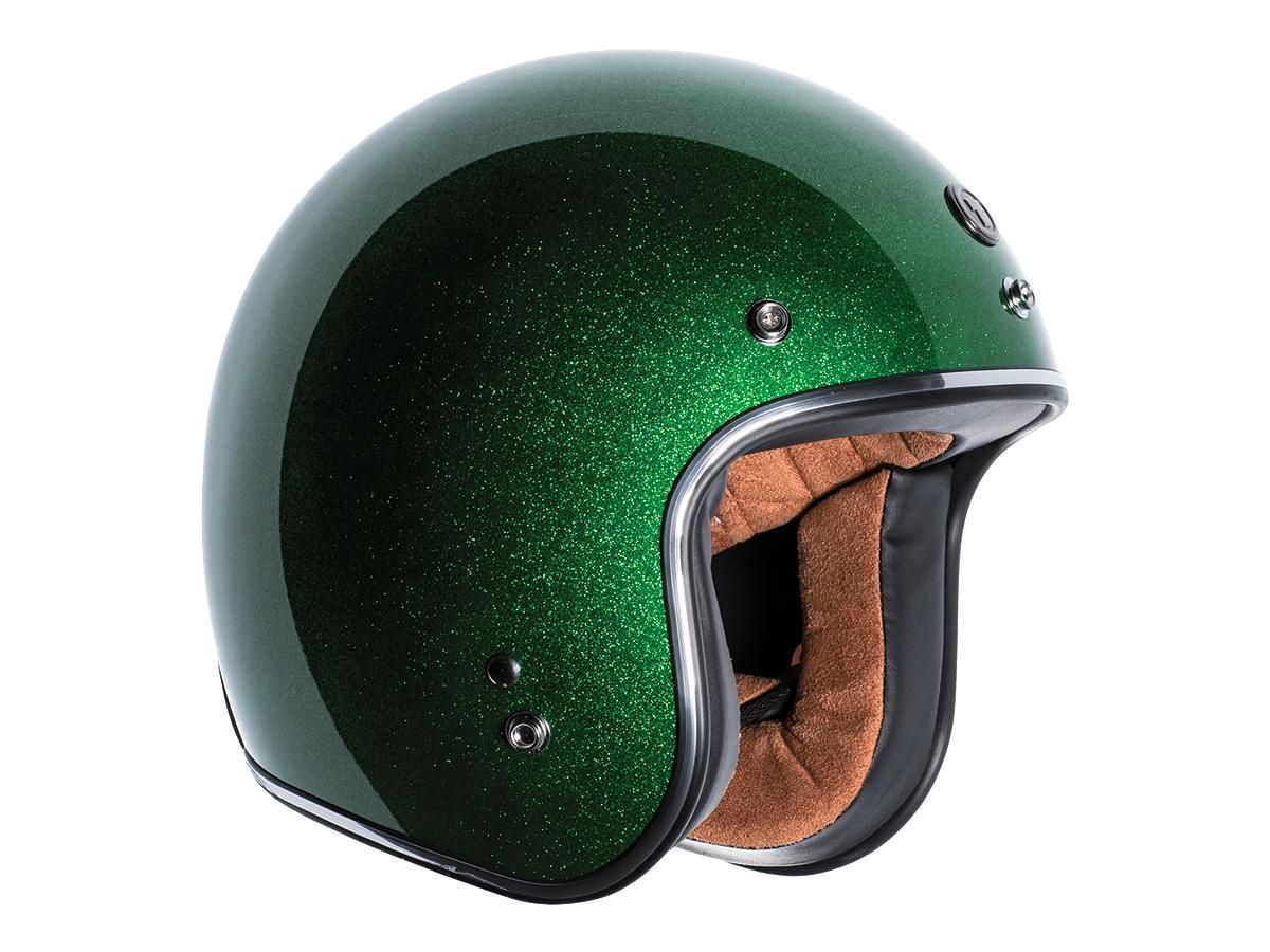Casco Torc Helmets Del Mar (T-50) ECE Retro Open Face Limcycles Green Mega Flake
