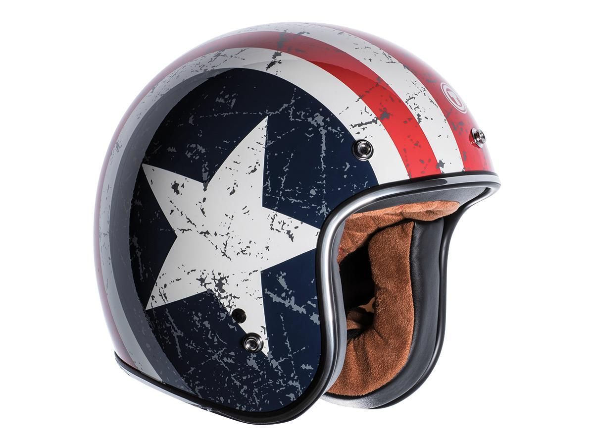 Casco Torc Helmets Del Mar (T-50) ECE Retro Open Face Rebel Star