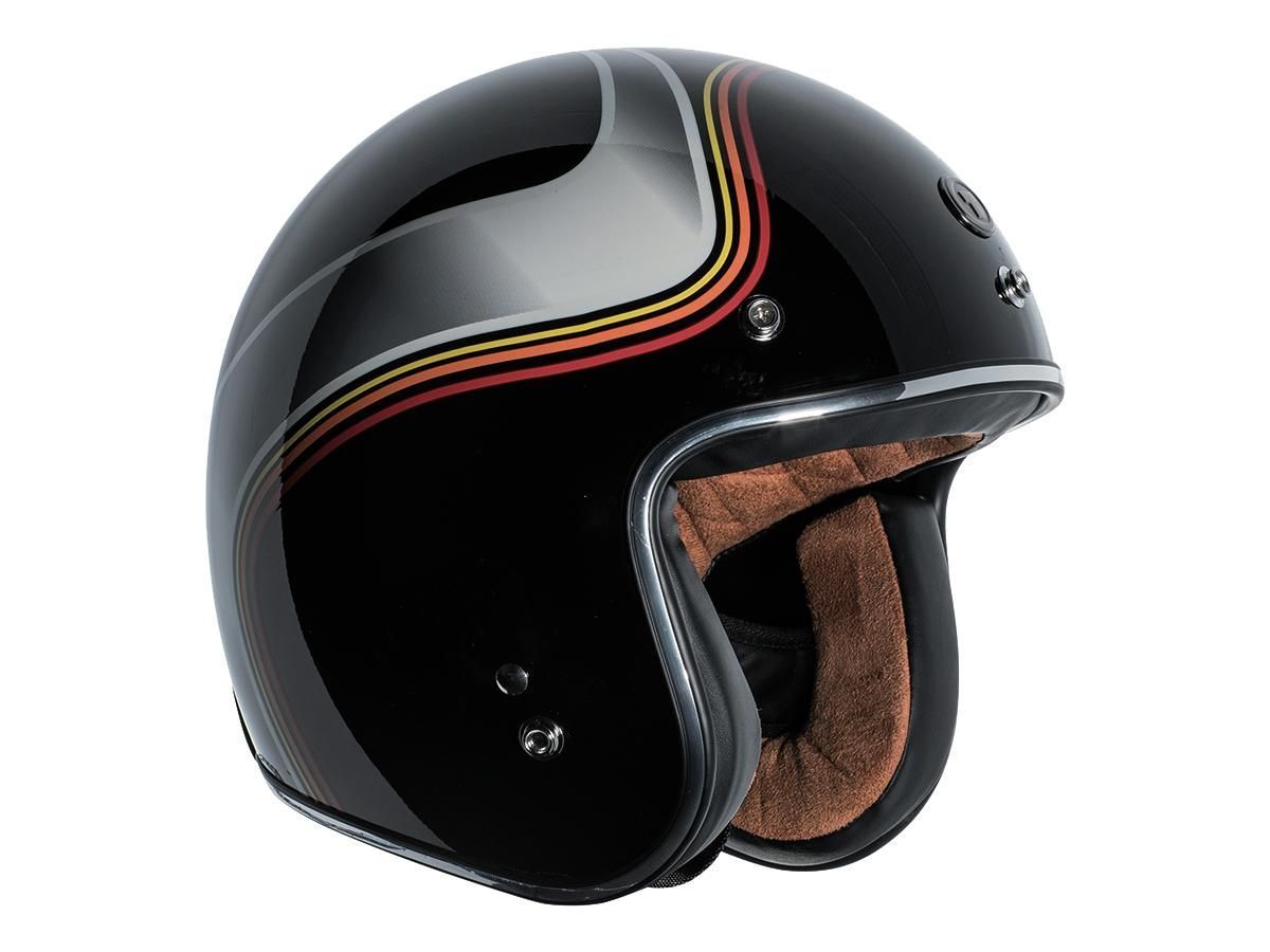 Casco Torc Helmets el Mar (T-50) ECE Retro Open Face Black Luminous