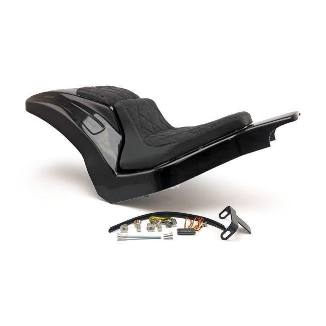 18-24 Softail- Guardabarros para DOS PLAZAS con asiento Cult-Werk, Softail wide fender kit 'Racing'. 2-up seat