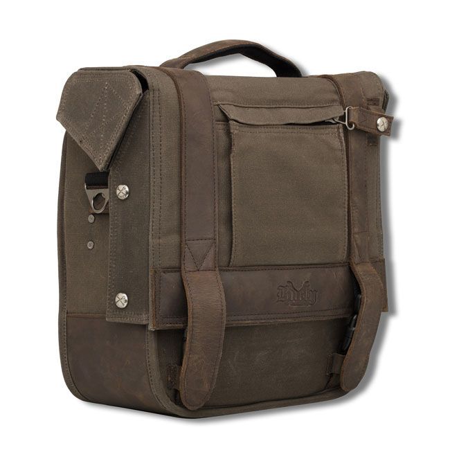 Alforja Lateral o trasera para moto Burly, Voyager saddlebag. Dark Oak Bolsa mochila