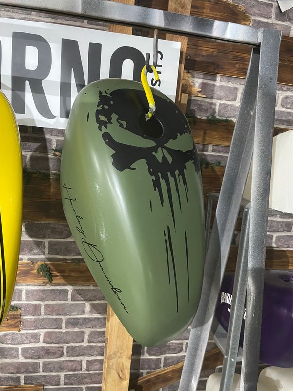 1983-2022 XL- Carcasa funda cubre depósito de gasolina Punisher verde militar mate para todos los años y modelos de XL Sportster