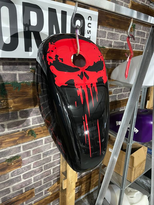 1983-2022 XL- Carcasa funda cubre depósito de gasolina Punisher rojo brillo para todos los años y modelos de XL Sportster