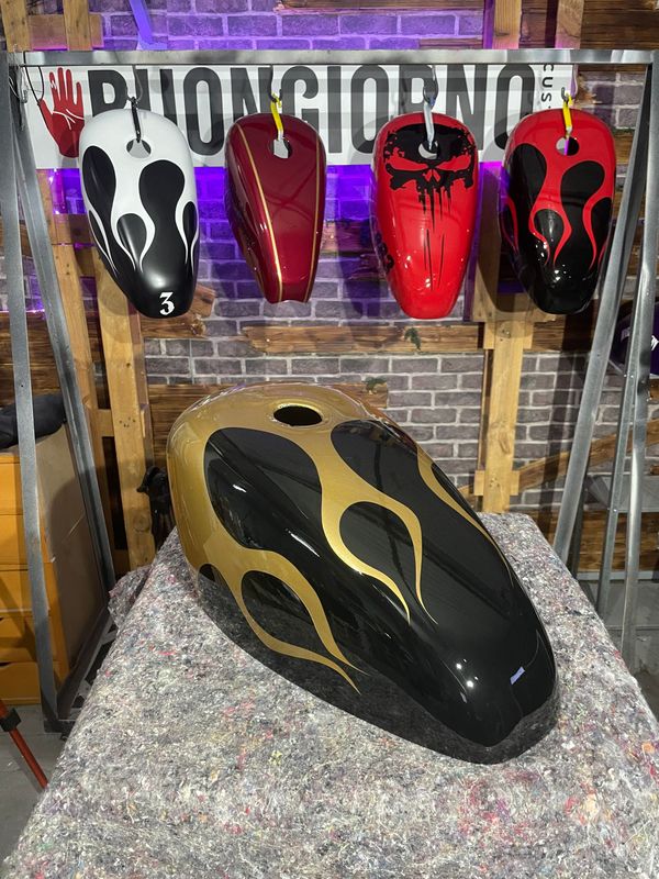 1983-2022 XL- Carcasa funda cubre depósito de gasolina Llamas doradas para todos los años y modelos de XL Sportster