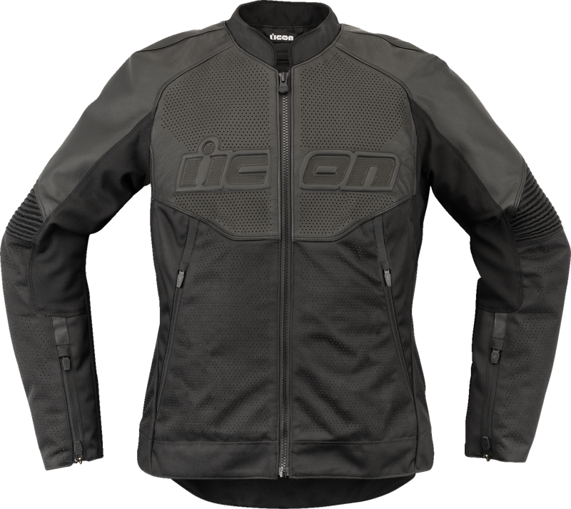 Chaqueta ICON Overlord3 en cuero para mujer moto verano