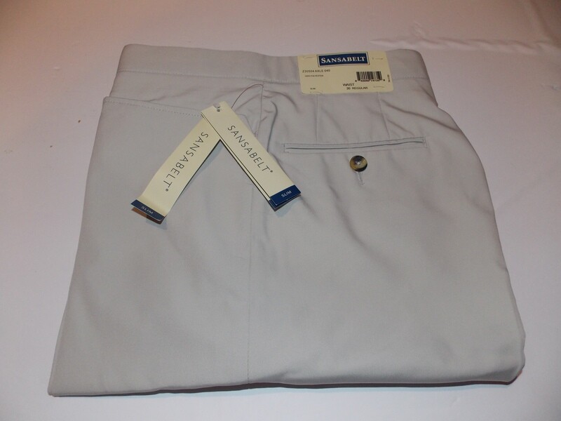 30R Genuine Sansabelt Natural Poplin ( Slim Fit) 100% Polyester Flat Front Top Western Pocket Washable