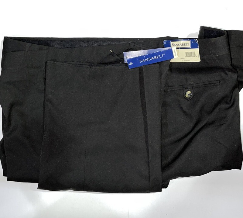 70R Genuine Sansabelt Pants - (Black) - 100% Polyester - Plain Front - Top Pocket - Washable