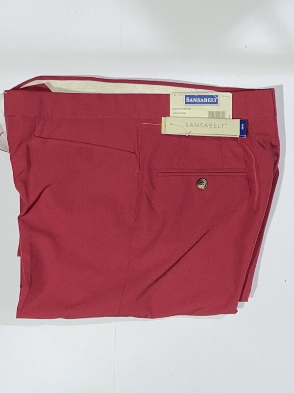 32R Genuine Sansabelt Pants - (Red) - 100% Polyester - Plain Front - Top Pocket - Washable