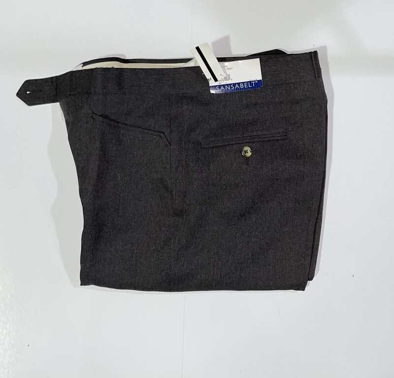 30R Genuine Sansabelt Pants - (Charcoal) - 100% Polyester - Plain Front - Top Pocket - Washable