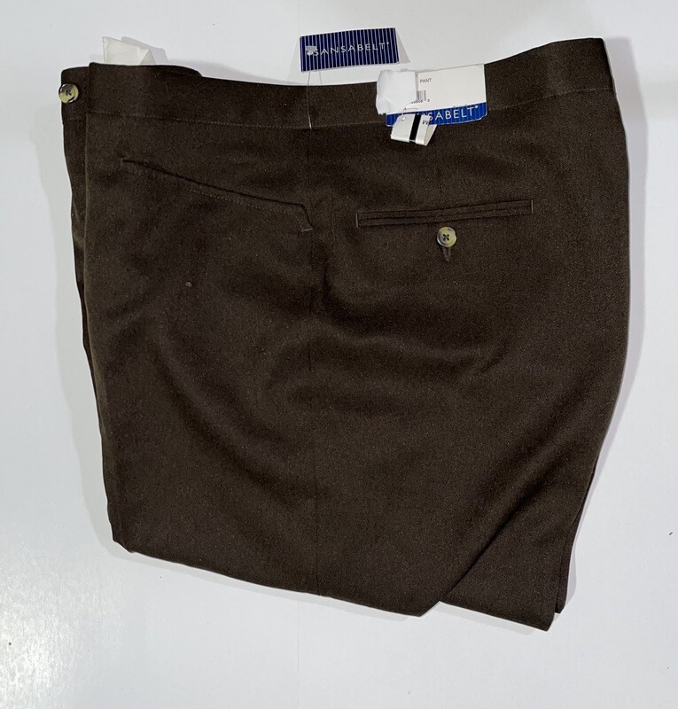 62R Genuine Sansabelt Pants - (Brown) - 100% Polyester - Plain Front - Top Pocket - Washable