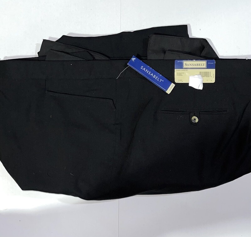 68R Genuine Sansabelt 4 Seasons Pants - (Black) - 65% Polyester/35% Wool - Plain Front - Top Pocket - Washable