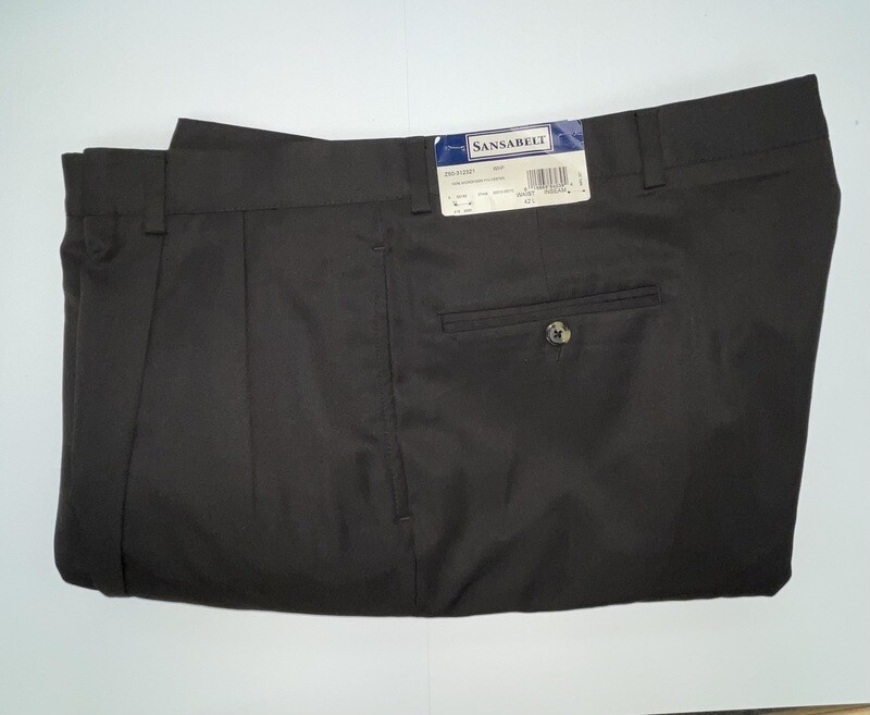 42R Genuine Sansabelt SHORTS - (Black) - 100% Polyester - Pleated Front - Side Pocket - Washable
