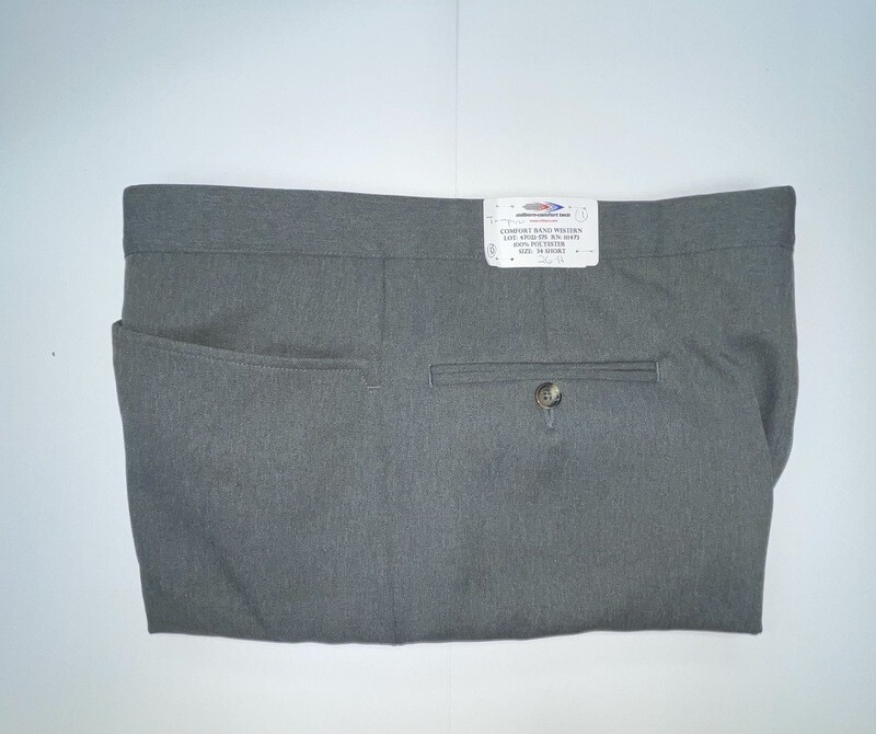 34S x 26 (Up to 27.5) Genuine Milbern Comfort Tech Pants - (Med. Grey) - 100% Polyester - Plain Front - Top Pocket - Washable