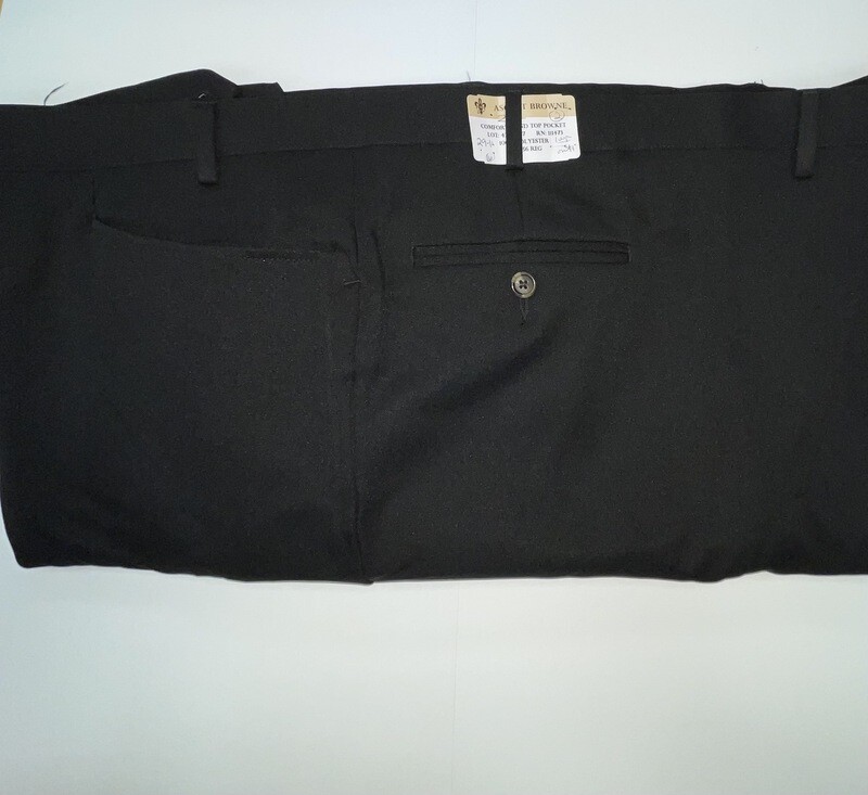 58R x 28.5 (Up to 30) Genuine Milbern Comfort Tech Pants - (Black) - 100% Polyester - Plain Front - Top Pocket - Washable - Belt Loops Added