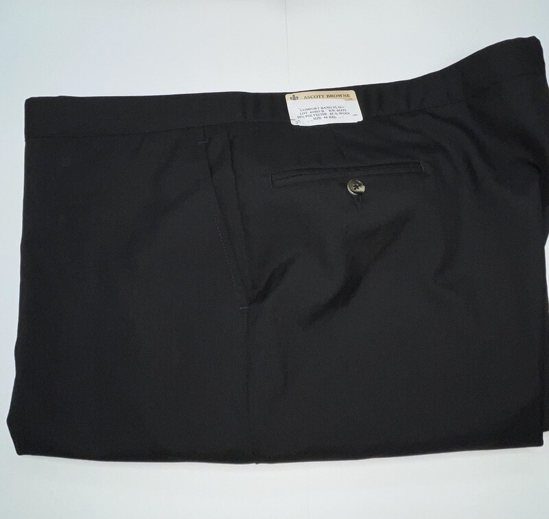 46R x 31.5 (up to 33) Genuine Milbern Comfort Tech Pants - (Black) - 55% Polyester/45% Wool - Plain Front - Side Pocket - Washable