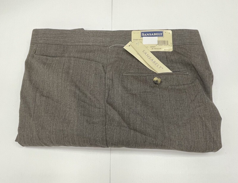 34R Slim x 30 (up to 31.5) Genuine Sansabelt Pants - (Brown) - 54% Polyester/44% Wool/2% Spandex - Plain Front - Top Pocket - Washable