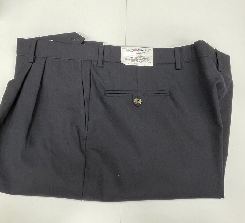 42R x 30 (up to 33) Genuine Milbern Comfort Tech 4 Seasons Pants - (Navy) - 55% Polyester/45% Wool - Pleated Front - Side Pocket - Belt Loops Added - Washable
