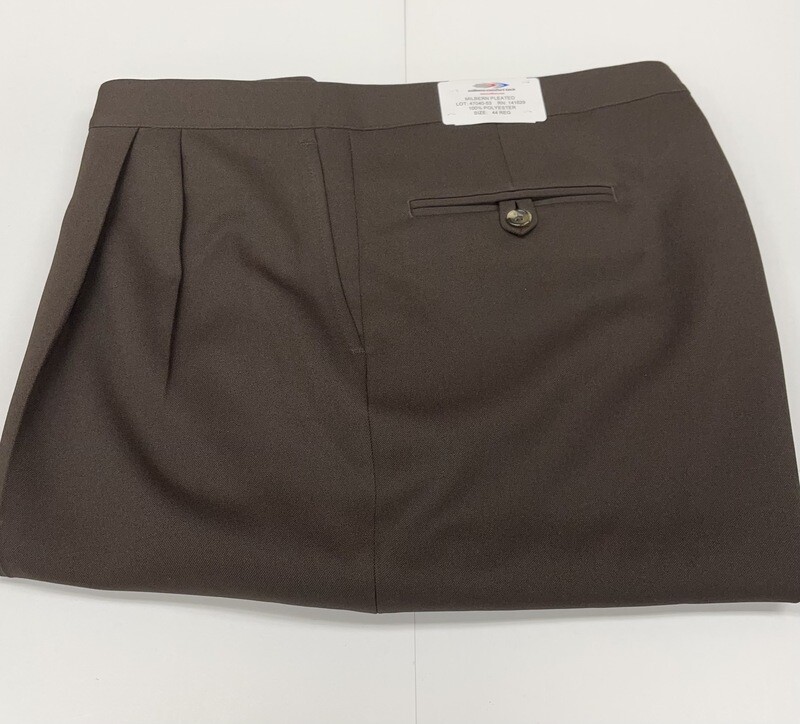 44R Genuine Milbern Comfort Tech Gabardine Twill Pants - (Dark Brown) - 100% Polyester - Pleated Front - Side Pocket - Washable