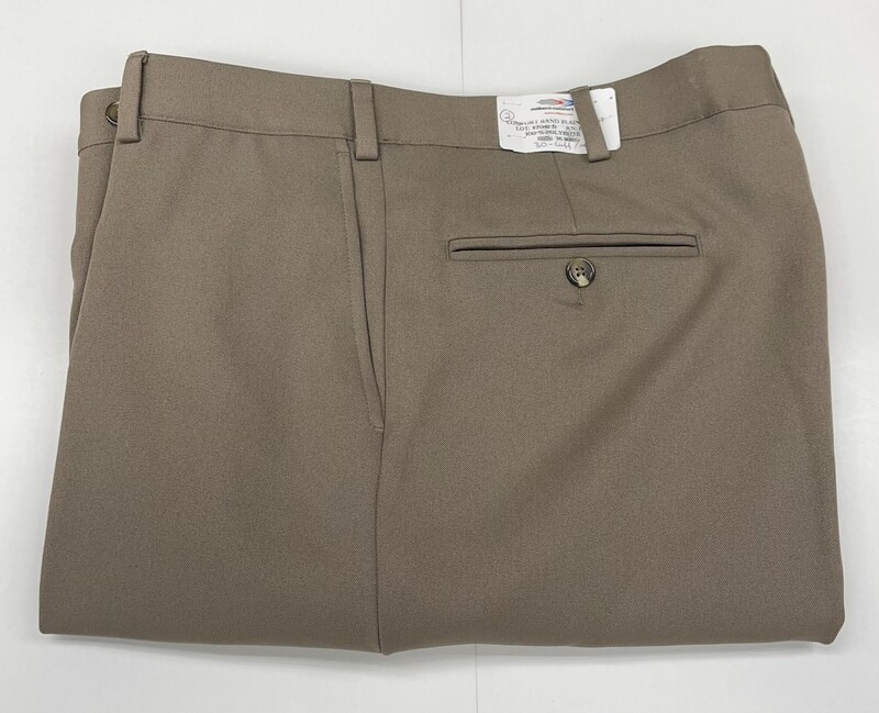 36R x 30 (up to 31.5) Genuine Milbern Comfort Tech Gabardine Twill Pants - (Taupe) - 100% Polyester - Plain Front - Side Pocket - Washable