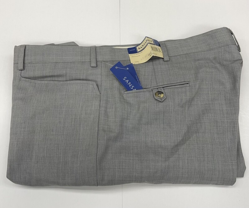 38R x 27 (up to 28.5) Genuine Sansabelt Sharkskin Pants - 100% Polyester - Plain Front - Top Pocket - Belt Loops Added - Washable