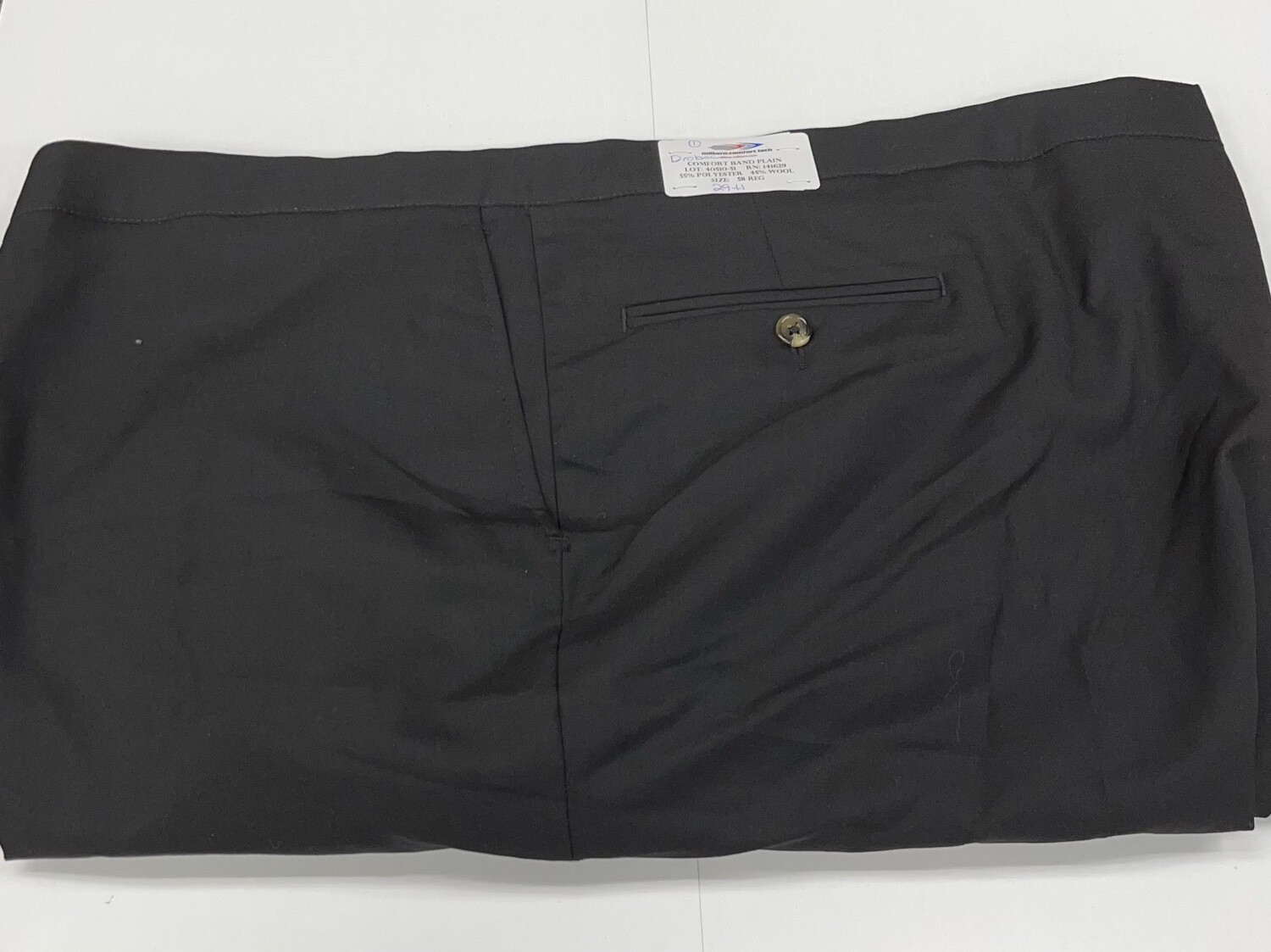 56R Genuine Milbern Comfort Tech 4 Seasons Pants - (Black) - 55% Polyester/45% Wool - Pleated - Side Pocket - Washable