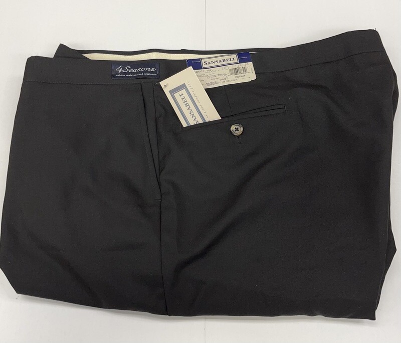 45R x 29 (up to 30.5) Genuine Sansabelt 4 Seasons Pants - (Black) - 65% Polyester/35% Wool - Plain Front - Side Pocket - Washable