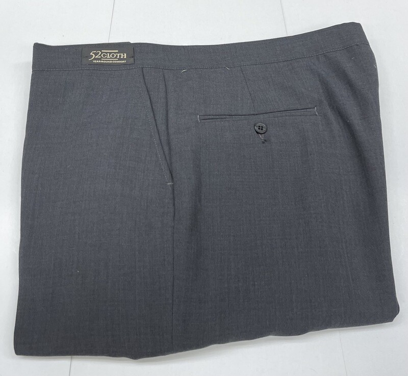 36R Genuine Sansabelt 52 Cloth Pants - (Dark Grey) - 65% Polyester/35% Wool - Plain Front - Side Pocket - Washable