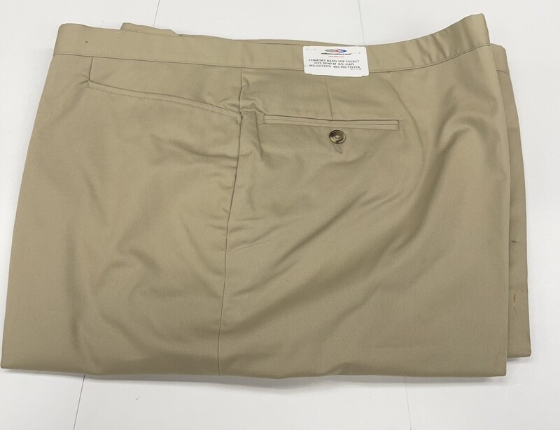 38R Genuine Milbern Comfort Tech Pants - (Tan) - 55% Polyester/45% Wool - Plain Front - Top Pocket - Washable