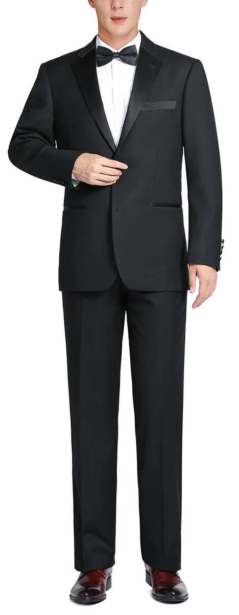 Black Micro-Tech Notch Collar Tuxedo Slim Fit or Modern Classic Fit
